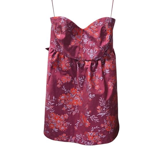Free People Matilda Mini Dress Size XL Strapless Party Floral Magenta Pink